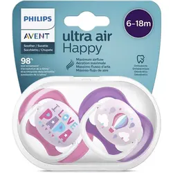 پستانک اونت مدل الترا ایر 6-12 بسته 2 عددی avent ultra air happy scf080/40 - فروشگاه سیسمونی روژان