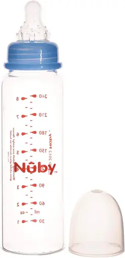 شیشه شیر پیرکس 240 میل نابی NUBY 1179 - فروشگاه سیسمونی روژان