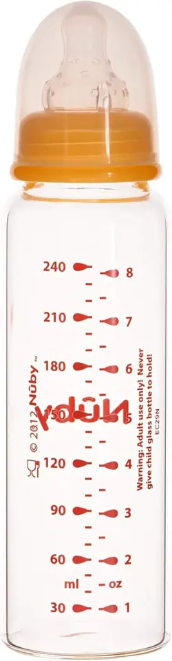 شیشه شیر پیرکس 240 میل نابی NUBY 1179 - فروشگاه سیسمونی روژان