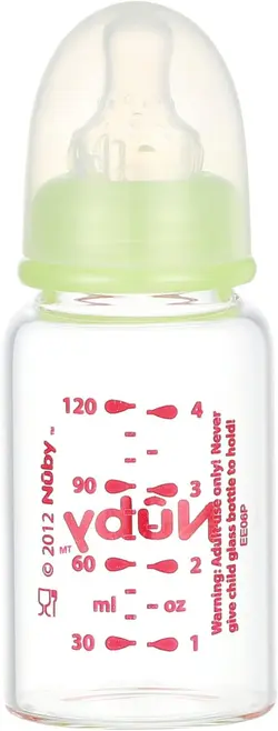 شیشه شیر پیرکس 120 میل نابی NUBY 1179 - فروشگاه سیسمونی روژان