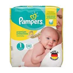 پوشک پمپرز آلمانی مدل Premium سایز 1 بسته 22 عددی- Pampers Premium Size 1 Diaper Pack of 22 - فروشگاه سیسمونی روژان