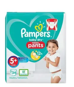 پوشک پمپرز شورتی پمپرز pampers مدل Pants سایز 5+ بسته 34 عددی