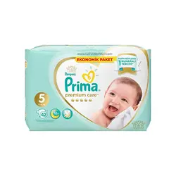 پوشک پریما پمپرز سفید ضد حساسیت سایز 5 تعداد 42 عددی pampers prima - فروشگاه سیسمونی روژان