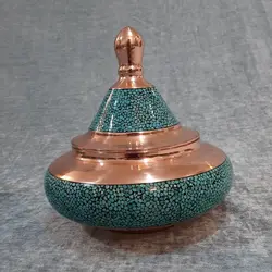 قندان مسی فیروزه کوبی مدل سفینه