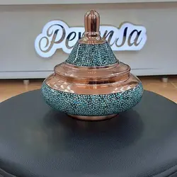 قندان مسی فیروزه کوبی مدل سفینه