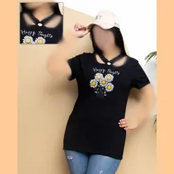 پک 8 تایی تیشرت نخ پنبه قواره دار زنانه طرح گل بابونه  (عمده)