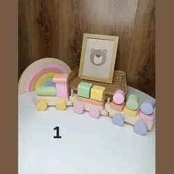 قطار چوبی باربری رنگی