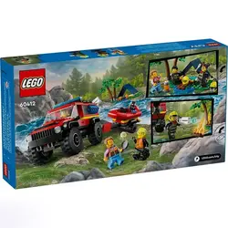 لگو سیتی 4*4 ماشین آتشنشانی با قایق نجات LEGO City 4x4 Fire Engine with Rescue Boat مدل 60412