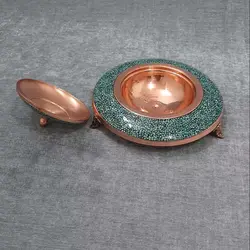 خاویار خوری مسی فیروزه کوبی شده سایز بزرگ
