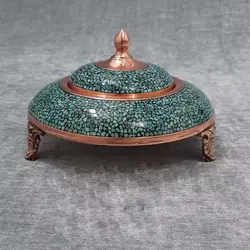 خاویار خوری مسی فیروزه کوبی شده سایز کوچک