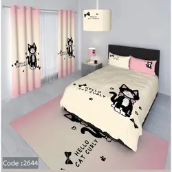 سرویس اتاق خواب کودک طرح hello cat curly کد 2644