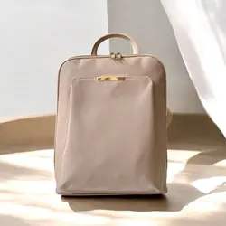 کوله پشتی چرم مصنوعی کلارا رنگ قهوه ای روشن