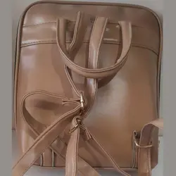 کوله پشتی چرم مصنوعی کلارا رنگ قهوه ای روشن