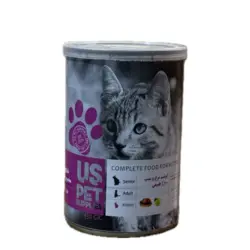 کنسرو بچه گربه یو اس پت طعم مرغ و سیب ( 400 گرم)