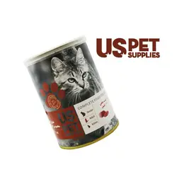 کنسرو غذای گربه یو اس پت با طعم گوشت خالص گوساله