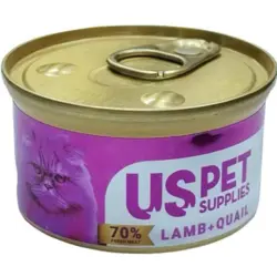 کنسرو گربه یو اس پت گوشت بره و بلدرچین در ژله