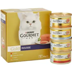 کنسرو غذا گربه گورمت گلد طعم میکس (پک 8 عددی)
