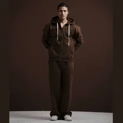 ست سویشرت و شلوار مردانه با گلدوزی BM قهوه ای