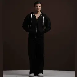 ست سویشرت و شلوار مردانه با گلدوزی BM مشکی