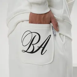 ست هودی و شلوار اسلش مردانه سه نخ خارخورده سفید