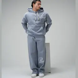 ست هودی و شلوار اسلش مردانه سه نخ خارخورده طوسی فیلی