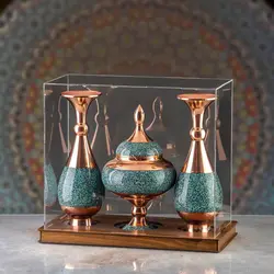 پکیج هدیه شکلات‌خوری و گلدان فیروزه‌کوبی