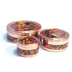 شکلاتخوری درب دار مسی مدرن گل و مرغ