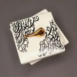 شکلات خوری سرامیکی مربع کوچک (نوشته طلایی_مشکی)