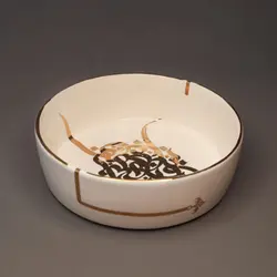 کاسه سرامیکی تخت (نوشته طلایی_مشکی)