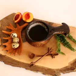 لیوان چوبی (کوکسا) طرح وایکینگ سوخته نگاری