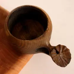 لیوان چوبی (کوکسا) طرح برگ نیلوفر آبی