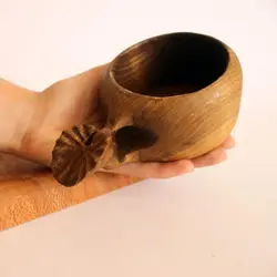 لیوان چوبی (کوکسا) طرح برگ نیلوفر آبی