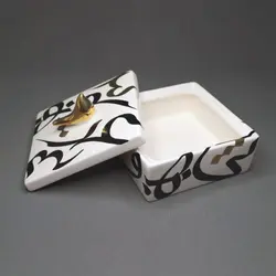 شکلات خوری سرامیکی مربع کوچک تایپوگرافی طلا