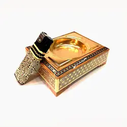زیر سیگاری و فندک خاتم و استیل