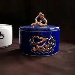 ظرف سرامیکی با لعاب طلا طرح هیچ دردار