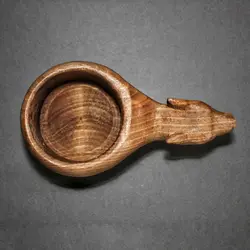 لیوان چوبی (کوکسا) طرح زوزه گرگ