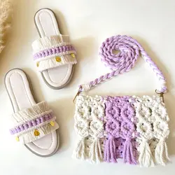 ست کیف و صندل مکرومه S6