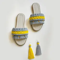 ست گوشواره و صندل مکرومه S14