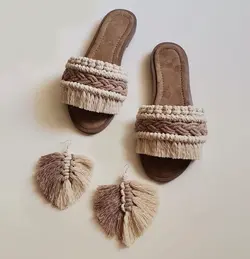 ست گوشواره و صندل مکرومه S12