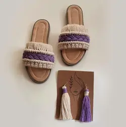 ست گوشواره و صندل مکرومه S10