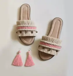 ست گوشواره و صندل مکرومه S11