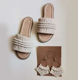 ست گوشواره و صندل مکرومه S9