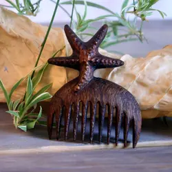 شانه مو چوبی طرح ستاره دریایی