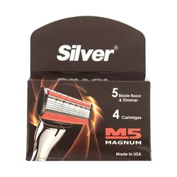 تیغ یدک 4 عددی سیلور مدل ام5 مگنومSilver M5 Magnum Razor Blades Pack Of 4