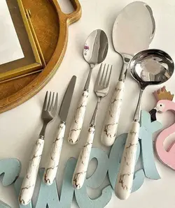 سرویس شش نفره قاشق چنگال ماربل