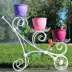 استند گل فلزی طرح کالسکه ای