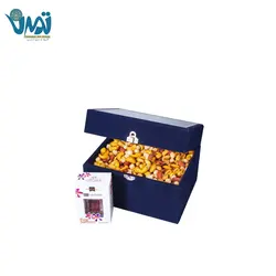 پک هدیه آجیل چهار مغز اعلا با جعبه چوبی طرح سنتی