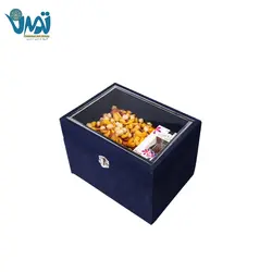 پک هدیه آجیل چهار مغز اعلا با جعبه چوبی طرح سنتی