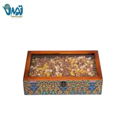 پک هدیه آجیل نفیس با جعبه چوبی طرح سنتی