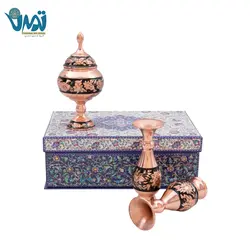 پک هدیه صنایع دستی  شکلات خوری و گلدان مس و الماس تراش